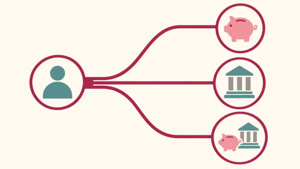 A flowchart showing the three main care funding routes: self-funded, local authority funded, and a combination.